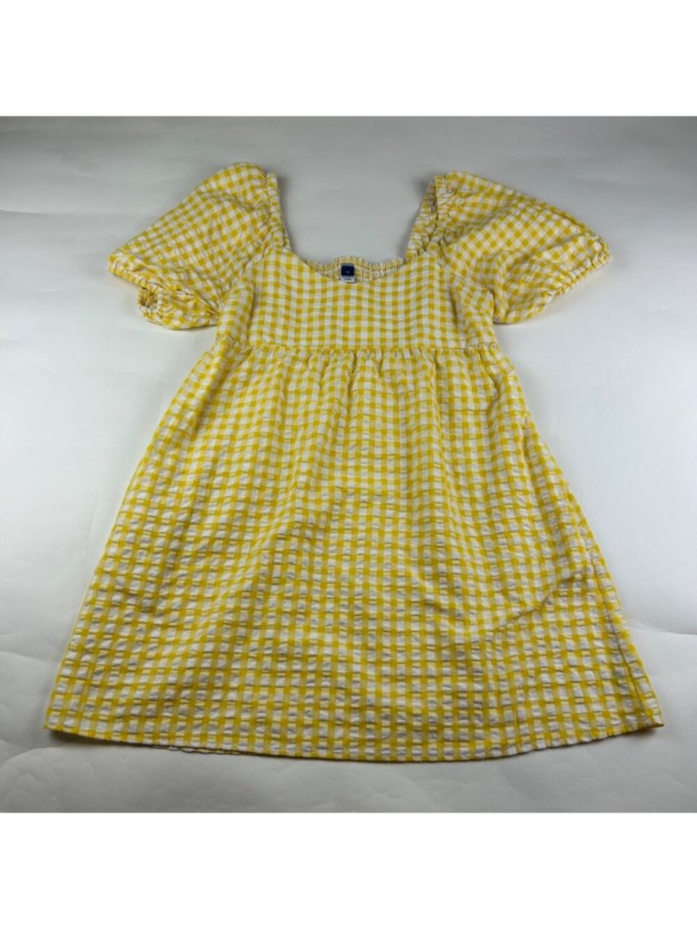 Old Navy Yellow Gingham Puff Sleeve Mini Dress M